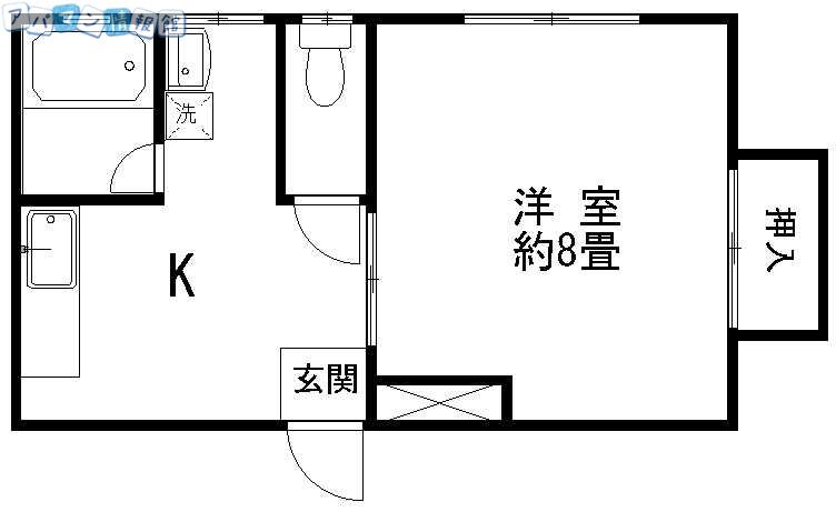 コーポフルール(1K/2階)の間取り写真