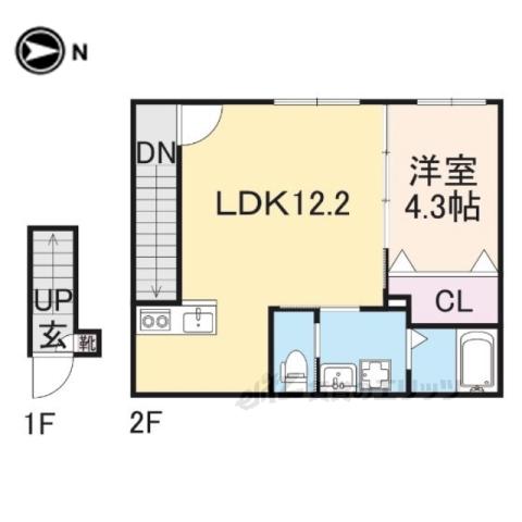 イオ・リアン坂本Ⅱ(1LDK/2階)の間取り写真