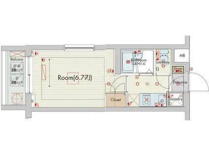 ビバリーホームズ稲田堤(1K/4階)の間取り写真