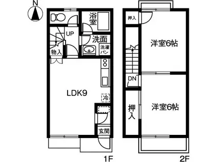 サンガーデンプラムB(2LDK/1階)の間取り写真