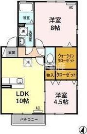 ボンヌ・シャンス C(2LDK/2階)の間取り写真