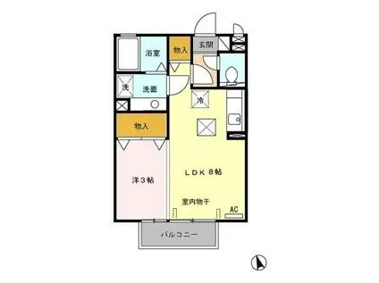 フルール芳士(1LDK/1階)の間取り写真