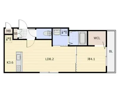 TOWA北広島(1LDK/2階)の間取り写真
