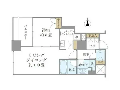 堂島ザ・レジデンスタワー(1LDK/6階)の間取り写真