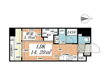 パークルール大手町(1LDK/3階)の間取り写真