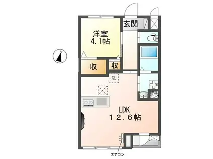 フェアリーガーデン(1LDK/2階)の間取り写真