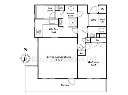 アビタシオン彩(1LDK/1階)の間取り写真