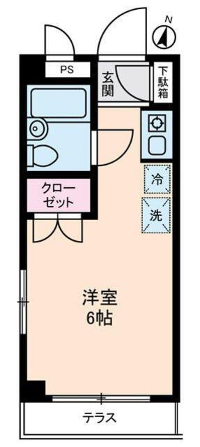 パルテール谷(ワンルーム/1階)の間取り写真