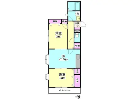 ブリリアント(2DK/3階)の間取り写真