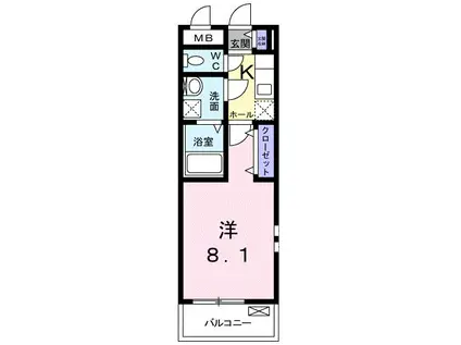 シャルマン櫻街 五番館(1K/2階)の間取り写真