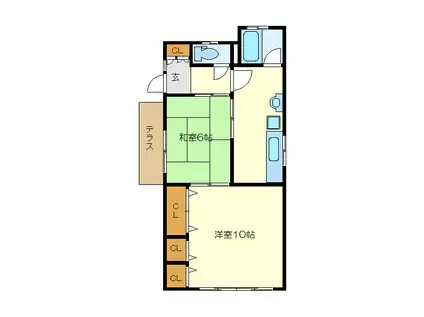 グレイス下並木(2K/1階)の間取り写真