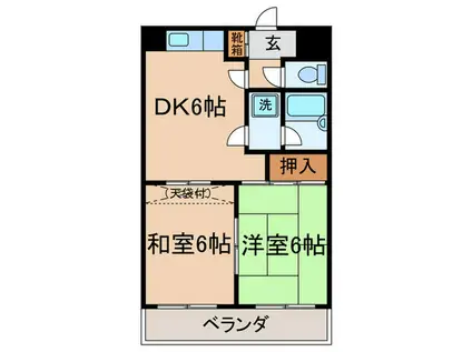 ラ・ファミール(2DK/2階)の間取り写真