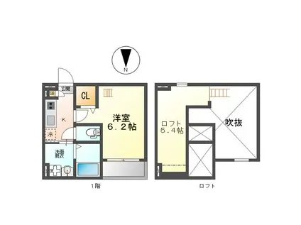 ブルームヒル花塚(1K/1階)の間取り写真