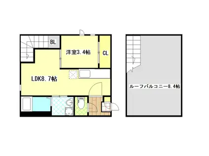 GRANDTIC R 7(1LDK/2階)の間取り写真