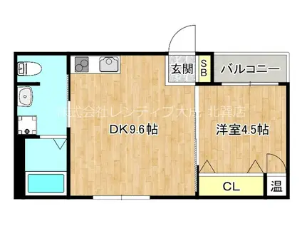 アクロス今里アパートメント(1LDK/3階)の間取り写真