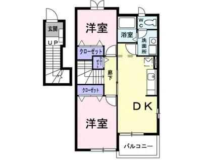 エスポワールE(2DK/2階)の間取り写真