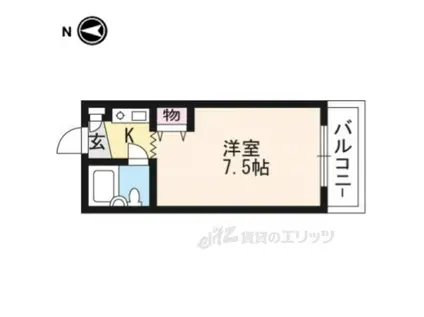 ヤングヴィレッジ嵯峨(ワンルーム/5階)の間取り写真