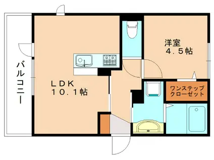 D-ROOM別府駅前(1LDK/1階)の間取り写真