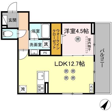 D-ROOM板付(1LDK/2階)の間取り写真