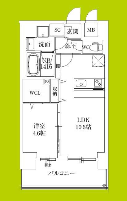 スプランディッド新大阪VIII(1LDK/11階)の間取り写真