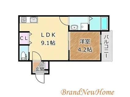 NEWカーサ(1LDK/2階)の間取り写真