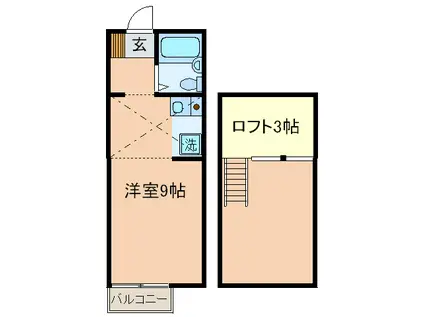 ユーハウス3(ワンルーム/2階)の間取り写真