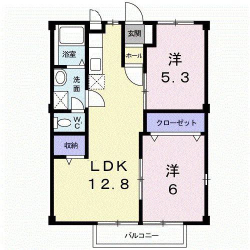 マリンシティSHIODA C(2LDK/1階)の間取り写真