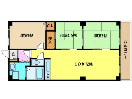 第1メゾン藤原(3LDK/3階)の間取り写真