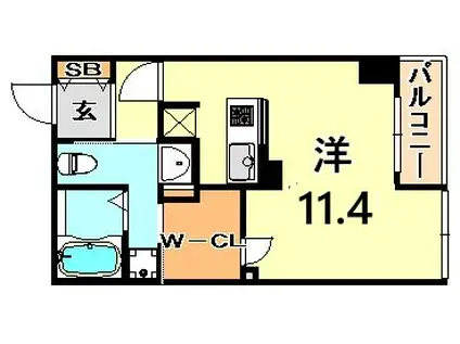 オーキッドレジデンス神戸三宮(ワンルーム/8階)の間取り写真