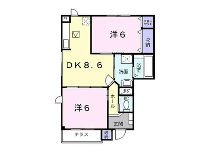 グリーンカルム(2DK/1階)の間取り写真