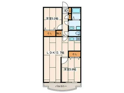 ウエストデューク(2LDK/1階)の間取り写真