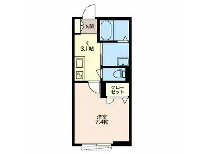 SHAMAISON圭(1K/1階)の間取り写真