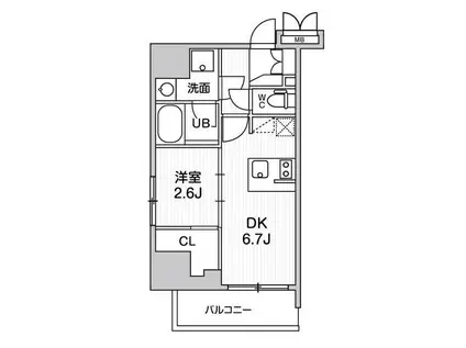 シーフォルム大井町Ⅱ(1DK/2階)の間取り写真