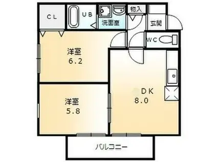 ナスキー21(2DK/2階)の間取り写真