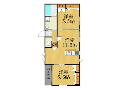 コージーコート(2LDK/3階)の間取り写真