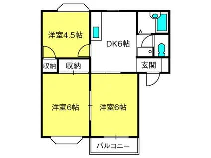HIGH HOMES B棟(3DK/2階)の間取り写真