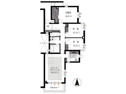 テラス松原(3LDK/3階)の間取り写真