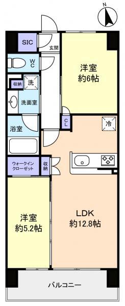 スカイグランデ津田沼(2LDK/10階)の間取り写真
