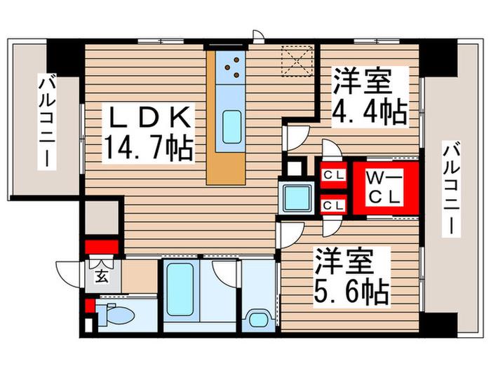 B CITY ART RESIDENCE CENTRALPARK(2LDK/4階)の間取り写真