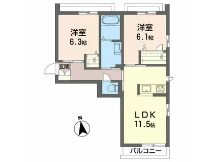 プレミアス マンション(2LDK/3階)の間取り写真
