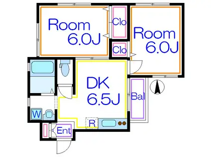 サンフラッツ(2DK/2階)の間取り写真