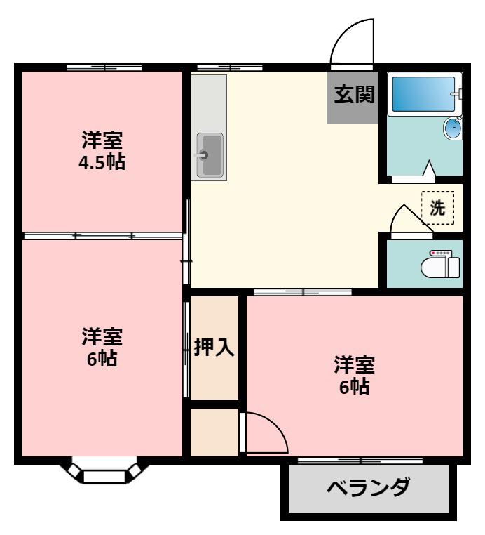 ファミイエ(3DK/1階)の間取り写真