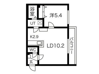 富丘ベース(1LDK/4階)の間取り写真