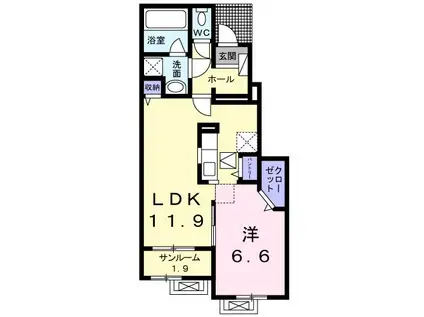 ヴェリーザ ビライズIII(1LDK/1階)の間取り写真