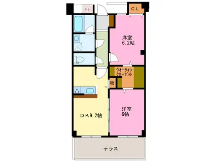 カンファタブル北鬼江(2DK/1階)の間取り写真