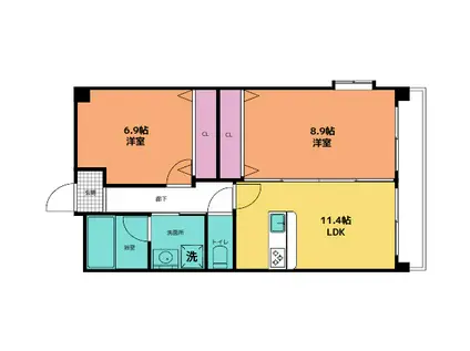 シティーハイツVI(2LDK/4階)の間取り写真