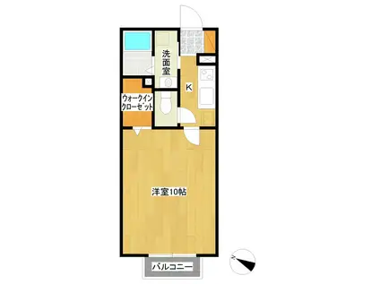 ドゥカルム(1K/2階)の間取り写真