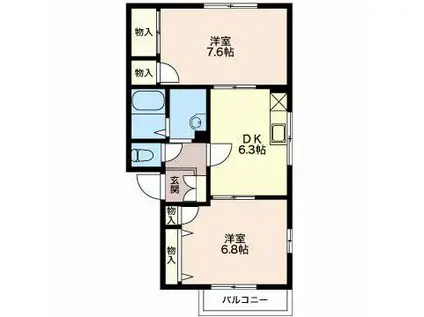 ぴゅあ ぐりーんべーるB(2DK/2階)の間取り写真