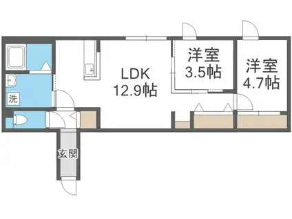 シティノーブル南郷13丁目(1LDK/3階)の間取り写真