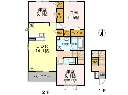 クレール桜(3LDK/2階)の間取り写真